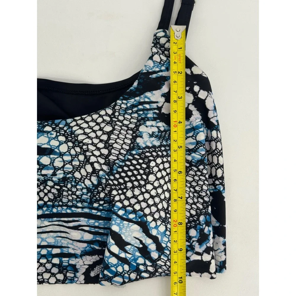 Swimsuits For All Blue Black Reptile Print Ruffle Tiered Bikini Top Sz 22W